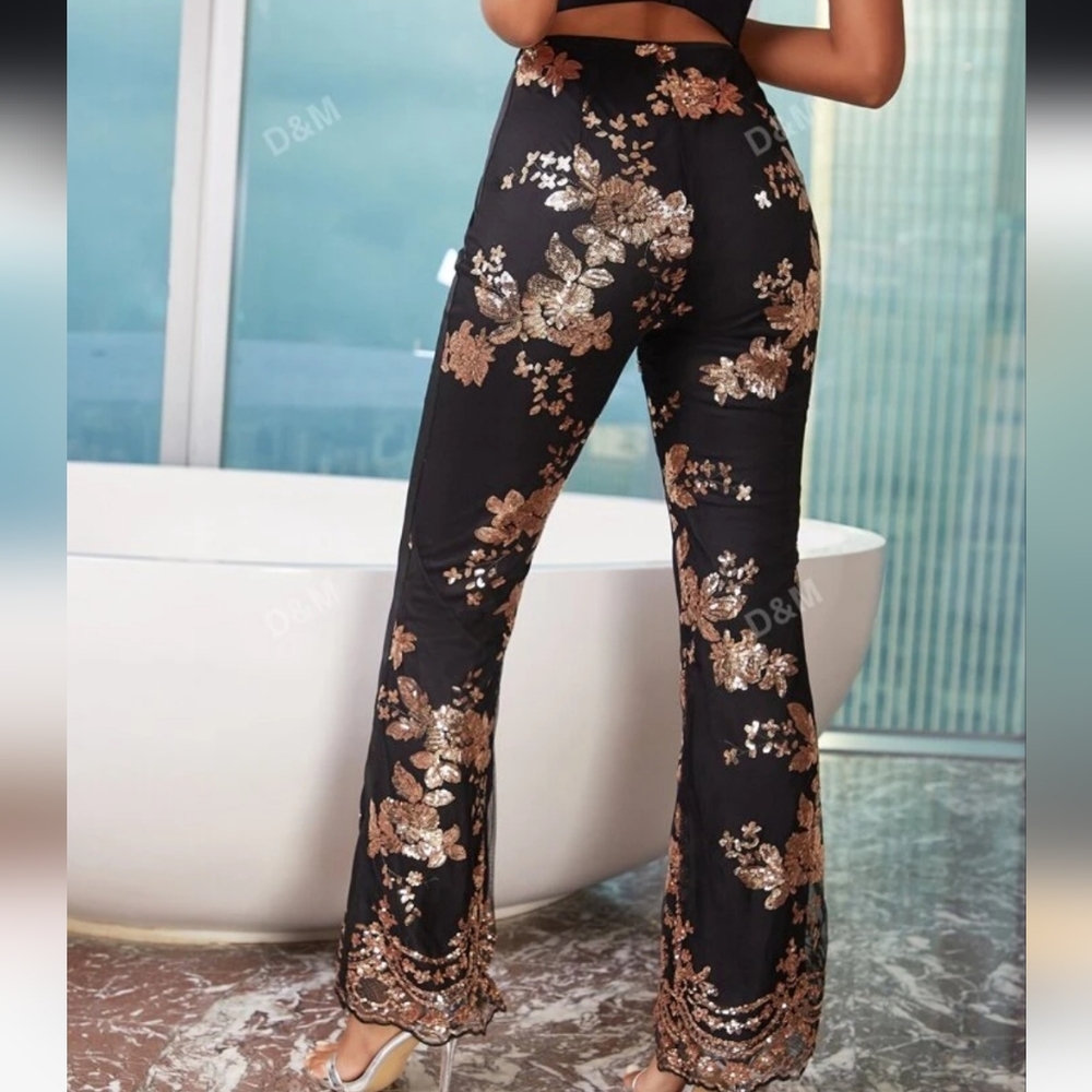 D&M Gray and Silver Sequin Pants NWT M